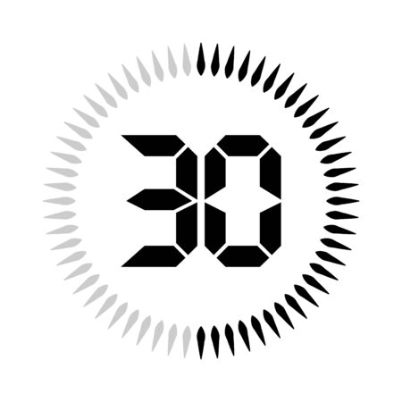 The 30 minutes or seconds, stopwatch vector icon, digital timer. clock and watch, timer.のイラスト素材