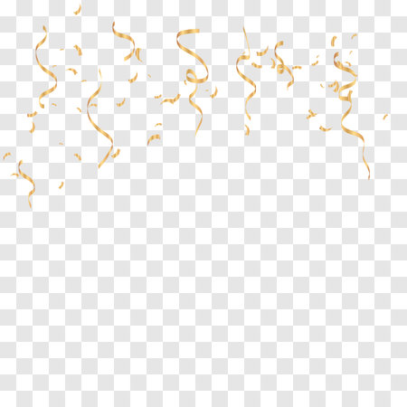 Gold confetti celebration. Falling shiny golden confetti isolated on transparent background. New year, birthday, valentines day design element.のイラスト素材