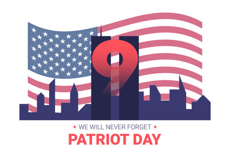 Never forget 9 11 Partiot day USA banner.  Patriot Day September 11, 2001. Design template, we will...
