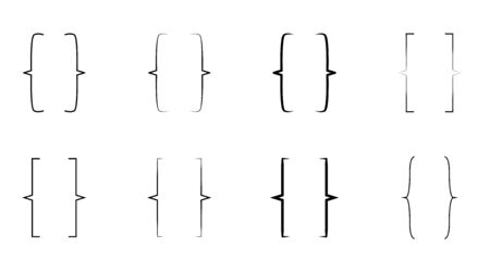 Different brackets set.  Brackets symbol elements isolated decoration on white backgroundのイラスト素材