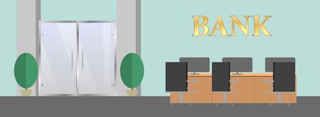 Empty modern wide office interior with large window and cityscape view. Great for financial and credit, banking and consulting themeのイラスト素材