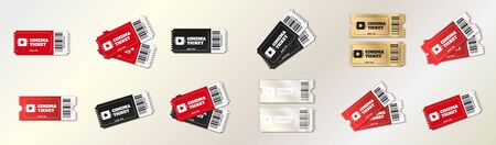 Cinema tickets set. Hand ticket of circus, cinema and concert party.のイラスト素材