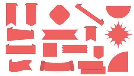 Red Ribbon Set InIsolated For Celebration Banner. New collection offers.   Ribbon sale banners isolated.のイラスト素材