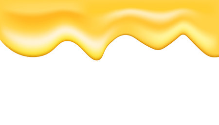 Dripping honey. Golden yellow realistic syrup or juice dripping.  sweet drops from bee honeycomb poster for beekeeping honey shop or bakery.  honey syrup for desserts or cafeteriaのイラスト素材