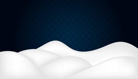 Snowdrifts on transparent. Snow landscape decor, beauty snowdrift wallpaper. Snow field for decoration and covering on the transparent background.のイラスト素材