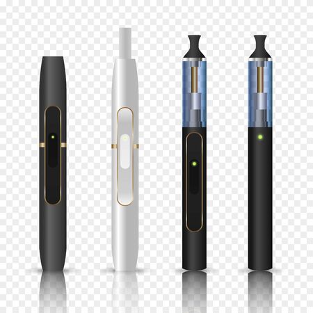 Electronic Cigarette or Vaporizer Device.  Addiction is Dangerous. Different Variants.のイラスト素材