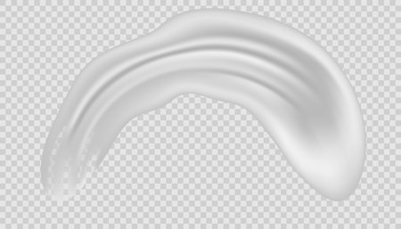 Realistic cosmetic cream smears. Lotion moisturizer splash swatch. White cosmetic lotion isolated drops, creamy body gel, skin care facial cream.のイラスト素材