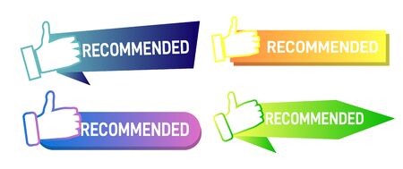 Recommended banner. Best recommendation badge, bestseller tag and tor rating advice banners vector set. Geometric banner. Good choice recommendation. Vector illustration.のイラスト素材