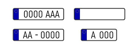 European countries car license plate registration numbers. Car license plate. EU countries car number plates. のイラスト素材