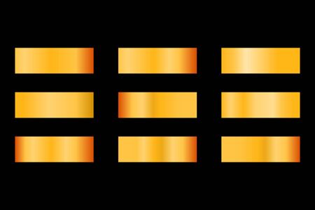 Vector set of gold gradients.Golden squares collection. Elegant light and shine vector templateのイラスト素材