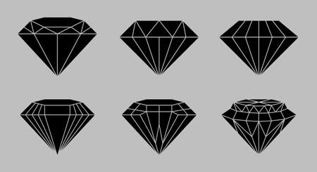 Jewels and diamonds collection. Line with Editable stroke. Diamond shapes gemstone.のイラスト素材