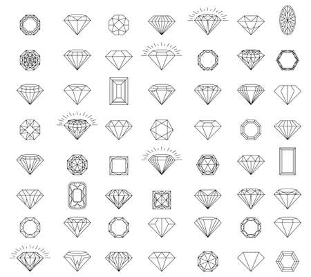 Diamonds icons set. black diamond collection icons Vector eps icon logo design diamonds color Cristal Shine Effecのイラスト素材