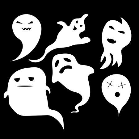 Halloween ghosts. Ghostly monster with Boo scary face shape. halloween ghosts for design isolated on background, such logos.のイラスト素材