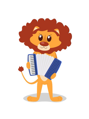 Animal lion playing music intrument, vector illustration EPS10のイラスト素材