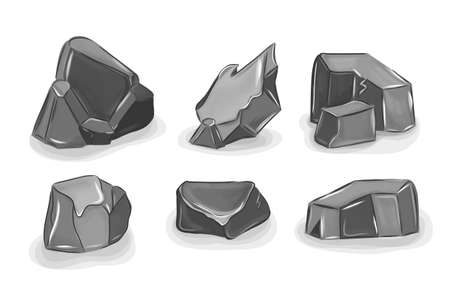 Rock stone set. Cartoon stone for games and backgrounds.のイラスト素材