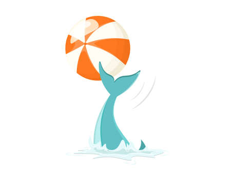Vector illustration of a funny dolphin with ball.のイラスト素材