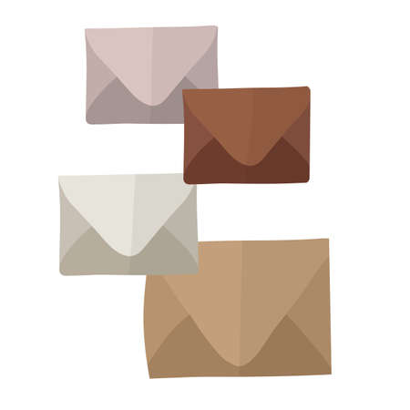 Collection of different envelopes with mail. Post and mail service conceptのイラスト素材