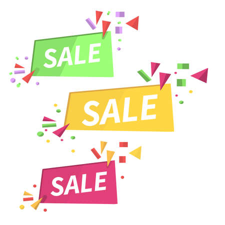 Sale geometric vector banners. Art design vivid transparent. Sale banner. Vector illustration EPS10のイラスト素材