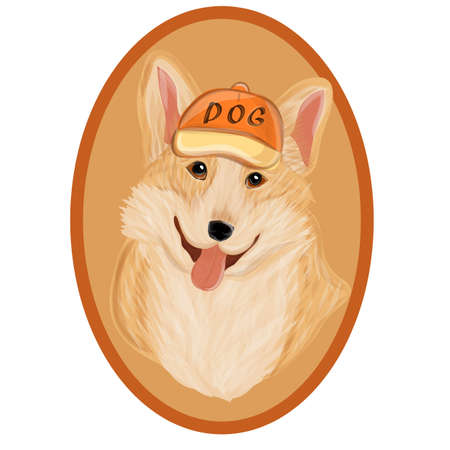 Vector Sketch Dog Pembroke Welsh Corgi Smiling. Funny orange welsh corgiのイラスト素材