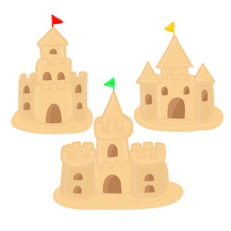Sandcastle vector cartoon set icon. Isolated cartoon set icon sand castle. Children s summer games of sand.のイラスト素材