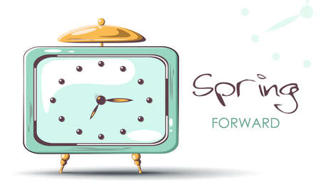 Daylight Saving Time begins concept. Time management. Planning. Clock, hourglass, alarm clock, calendar and stopwatch.のイラスト素材