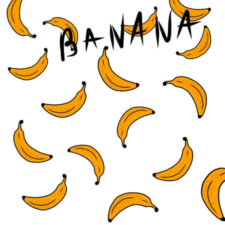 Seamless background with yellow bananas Vector. yellow banana bunch illustrationのイラスト素材