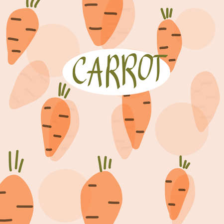 Carrot Seamless Pattern Background Vector Illustration.Vegetarian ornament in Cartoon style.のイラスト素材
