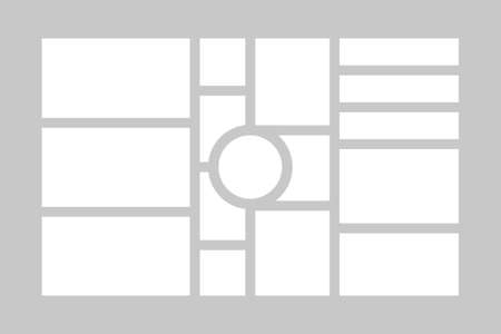 Collage layout. Moodboard template. Photo mood board grid. Photo frames mosaic minimalist template, collage grid arrangement for presentation.のイラスト素材