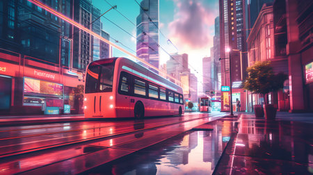 Futuristic cityscape. The concept of the future. Generative ai.の素材