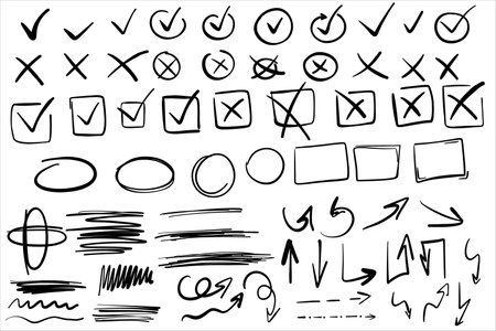 Hand drawn arrows. Arrow mark icons. Arrow paint stock vector. Swipe up symbol sign.のイラスト素材