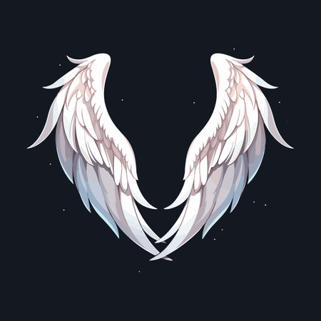 Angel wings isolated on dark background. 3D bird wings design template. Vector illustration EPS10のイラスト素材
