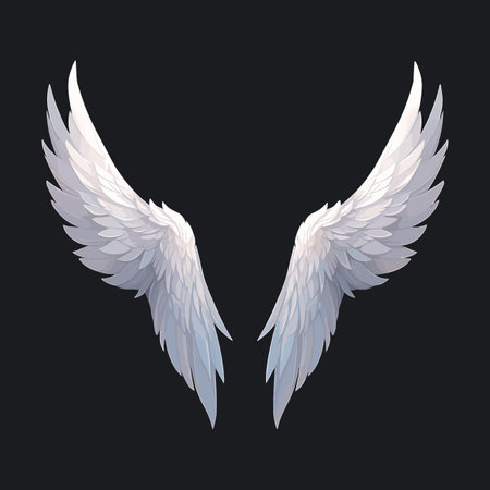 Angel wings isolated on dark background. 3D bird wings design template. Vector illustration EPS10
