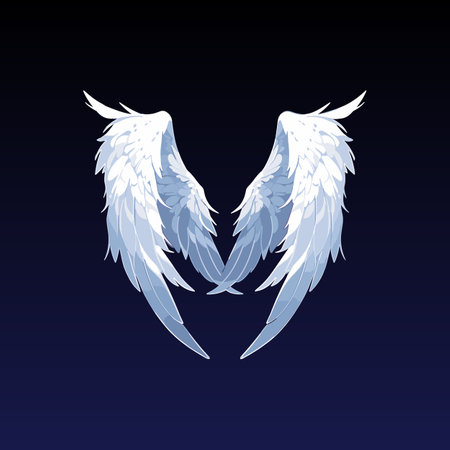 Angel wings isolated on dark background. 3D bird wings design template. Vector illustration EPS10のイラスト素材