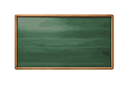 Realistic green chalkboard with wooden frame isolated on white background. Empty green blackboardのイラスト素材