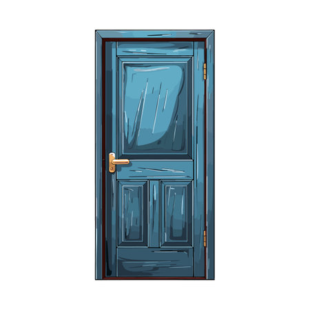 Colorful front door. House door. Cartoon closed contemporary door isolated on white background. Vector illustration EPS10のイラスト素材