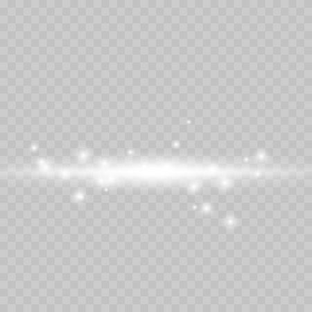 Light shine effect or starlight lens flare. White horizontal lens flare. Laser beams, horizontal light ray.のイラスト素材