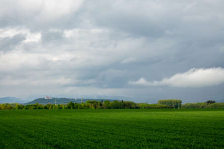 Cloud images with rain clouds and storm clouds in the landscapeの写真素材