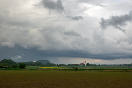 Cloud images with rain clouds and storm clouds in the landscapeの写真素材