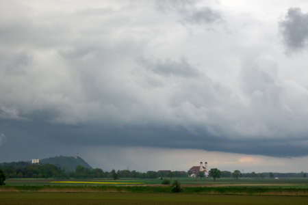 Cloud images with rain clouds and storm clouds in the landscapeの写真素材