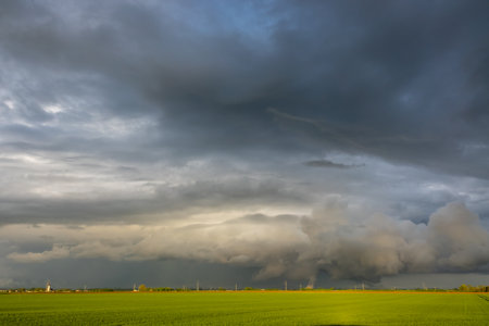 Cloud images with rain clouds and storm clouds in the landscapeの写真素材