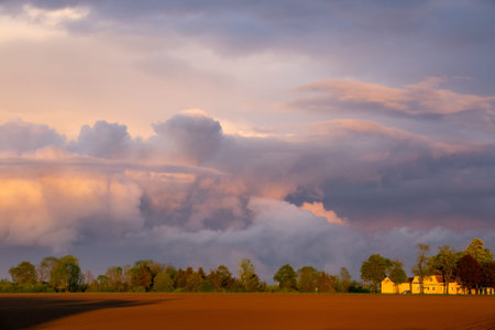 Cloud images with rain clouds and storm clouds in the landscapeの写真素材