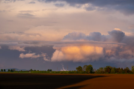 Cloud images with rain clouds and storm clouds in the landscapeの写真素材