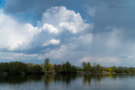 Cloud images with rain clouds and storm clouds in the landscapeの写真素材