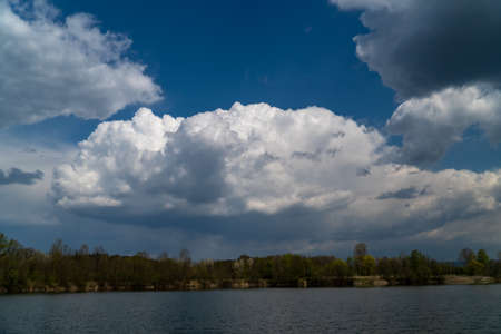 Cloud images with rain clouds and storm clouds in the landscapeの写真素材