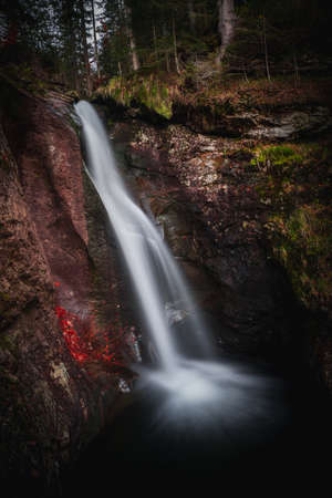 waterfall in the forest. Waterfall in the Bavarian Forest National Park Bavarian Forest.の写真素材