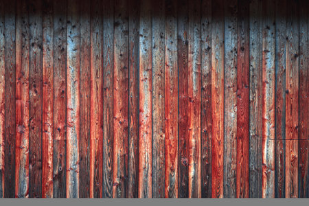 Wooden boards with wood texture for background. Dark reddish plank wall. High quality photoの写真素材