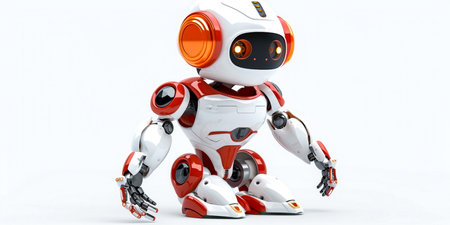 Robot on white background. 3d rendering. Robot character.の素材
