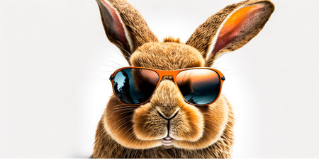 Easter bunny wearing sunglasses. Isolated on a white background.の素材