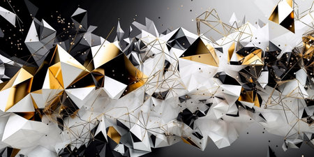 Abstract 3d rendering of chaotic low poly shape. Futuristic polygonal background.の素材