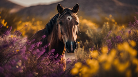 Wild Horse in the High Desert of California, United States of Americaの素材